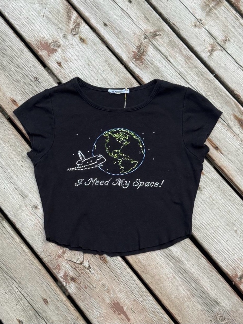 'I Need My Space' Rhinestone Crop Top